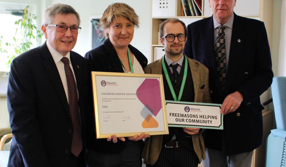 Children’s Hospice South West given £940 by the Freemasons of